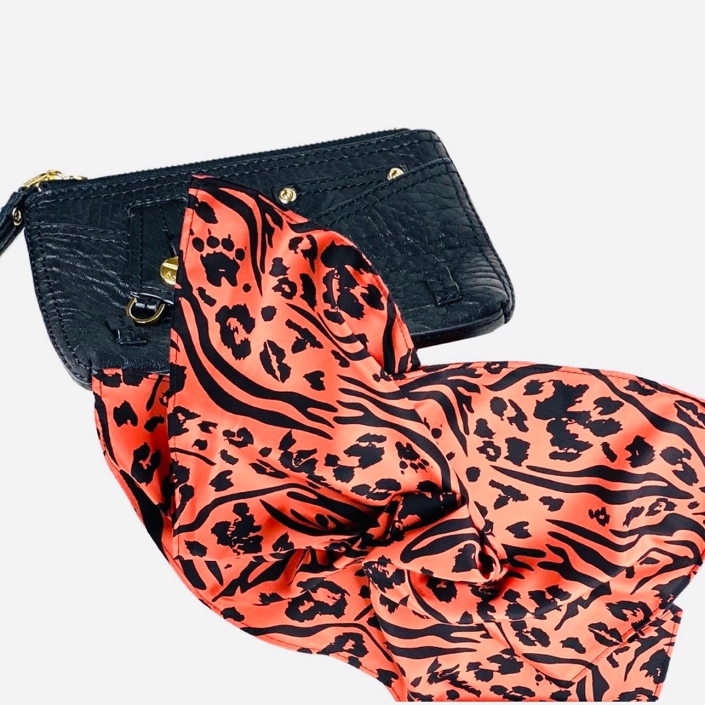 NWT SILKLETTE Kelly 100% Fine Silk Kerchief Scarf ORANGE/BLACK